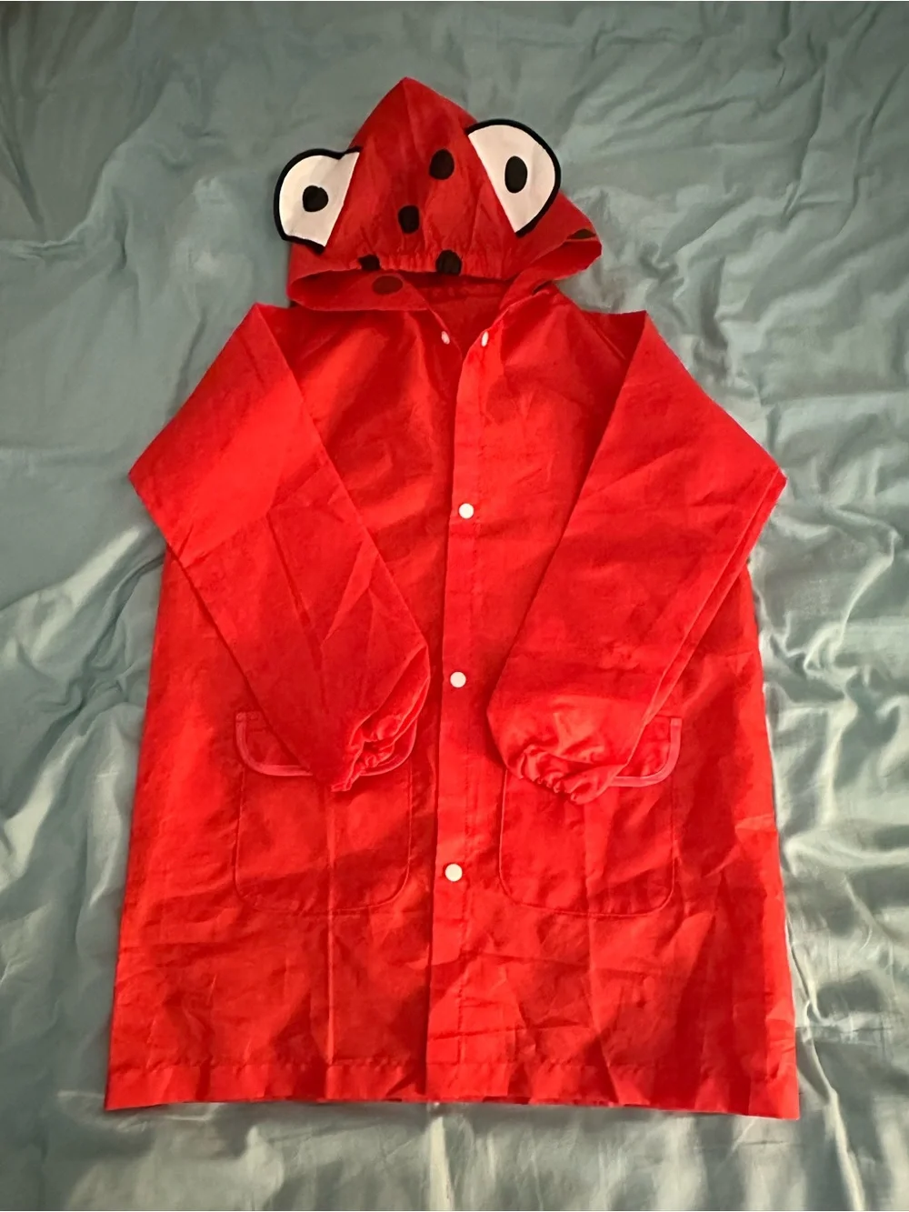 Kid’s Raincoat Red with Hood New-Size M(8/10)